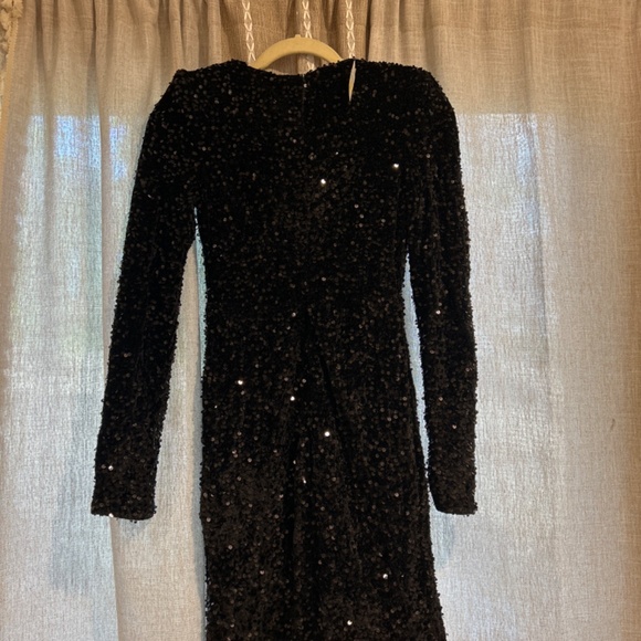 Black Sequin Wrap Dress - Small - Picture 2 of 2